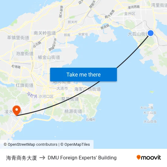 Haiqing Business Building to DMU Foreign Experts' Building map