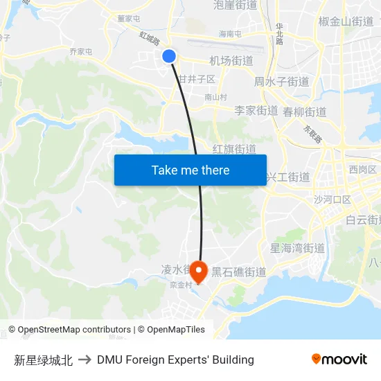 Xinxing Lvcheng North to DMU Foreign Experts' Building map