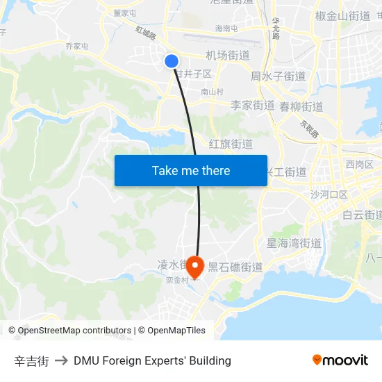 Xinji Street to DMU Foreign Experts' Building map