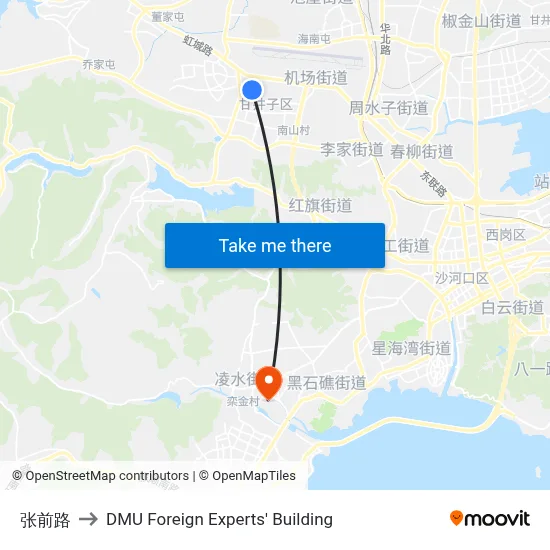 Zhangqian Road to DMU Foreign Experts' Building map
