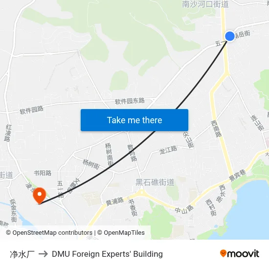 Water Treatment Plant to DMU Foreign Experts' Building map