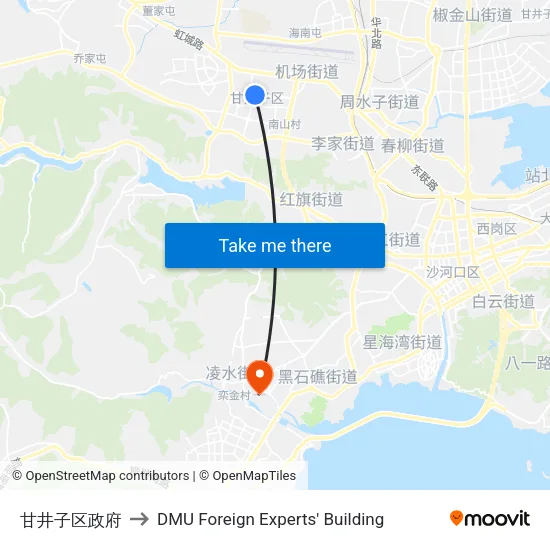 甘井子区政府 to DMU Foreign Experts' Building map