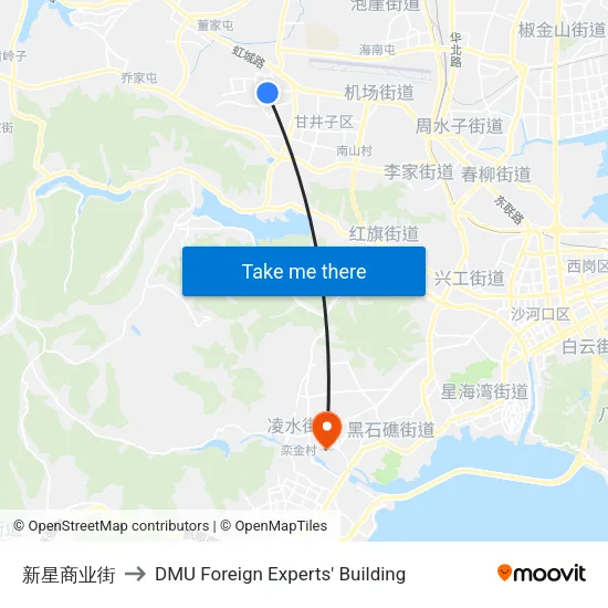 新星商业街 to DMU Foreign Experts' Building map