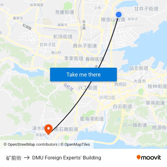 矿前街 to DMU Foreign Experts' Building map