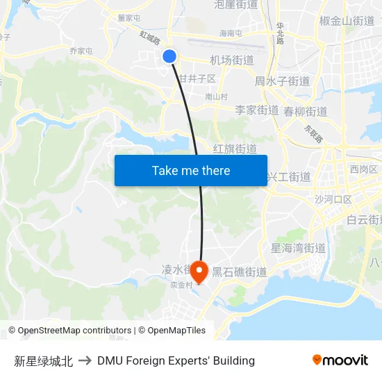 Xinxing Lvcheng North to DMU Foreign Experts' Building map