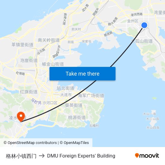 格林小镇西门 to DMU Foreign Experts' Building map