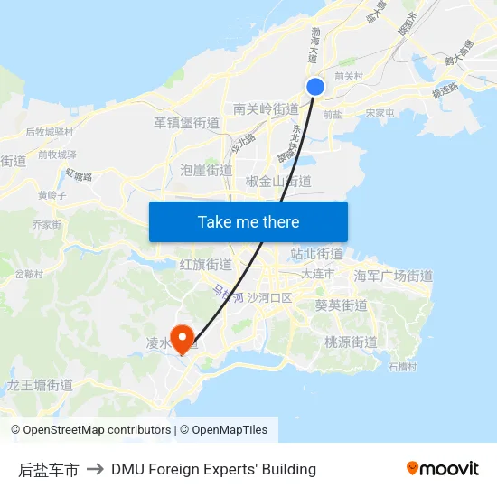 后盐车市 to DMU Foreign Experts' Building map