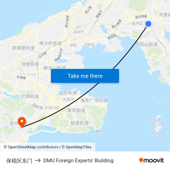 保税区东门 to DMU Foreign Experts' Building map