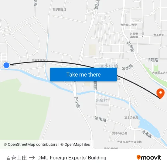 百合山庄 to DMU Foreign Experts' Building map