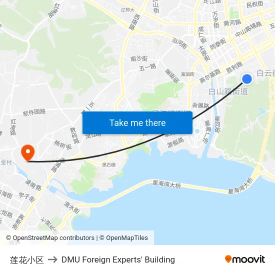 莲花小区 to DMU Foreign Experts' Building map