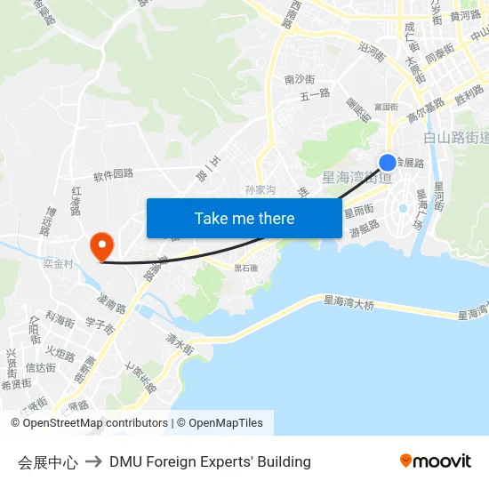 会展中心 to DMU Foreign Experts' Building map