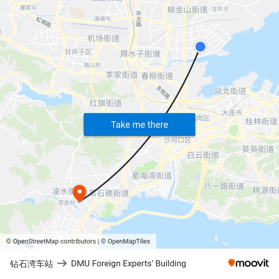 钻石湾车站 to DMU Foreign Experts' Building map