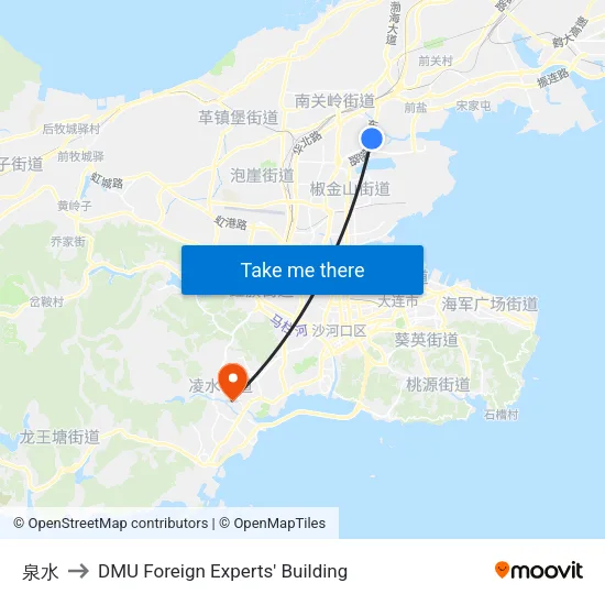泉水 to DMU Foreign Experts' Building map