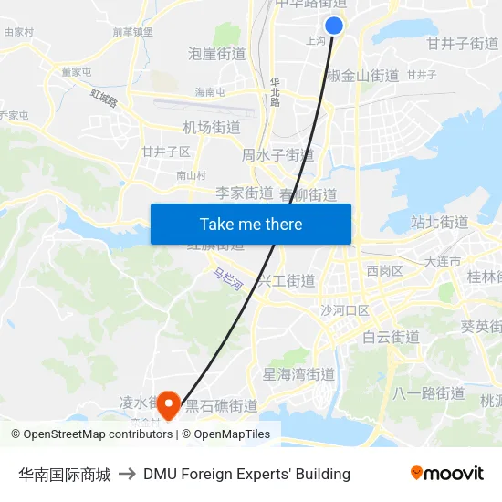 华南国际商城 to DMU Foreign Experts' Building map