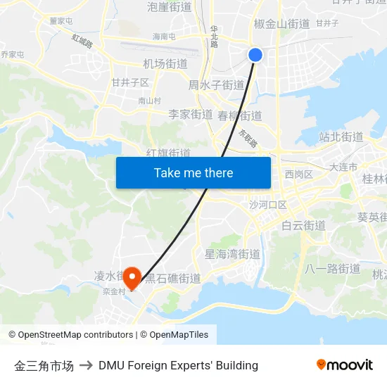 金三角市场 to DMU Foreign Experts' Building map