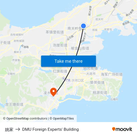 姚家 to DMU Foreign Experts' Building map