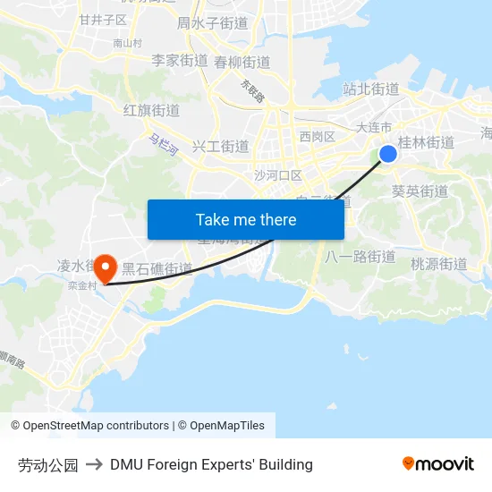 劳动公园 to DMU Foreign Experts' Building map