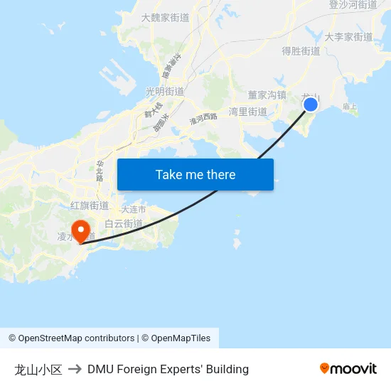 龙山小区 to DMU Foreign Experts' Building map