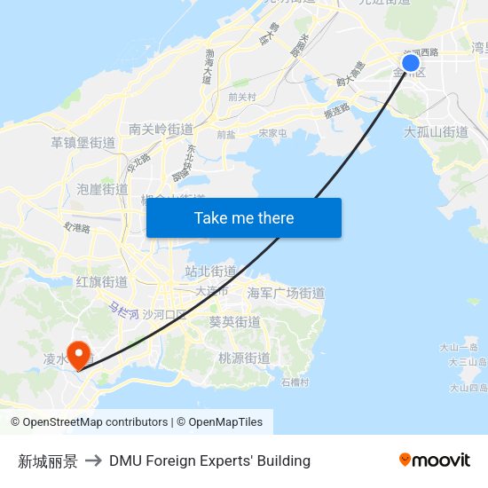 新城丽景 to DMU Foreign Experts' Building map