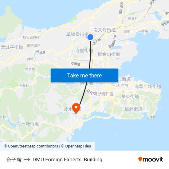 台子桥 to DMU Foreign Experts' Building map