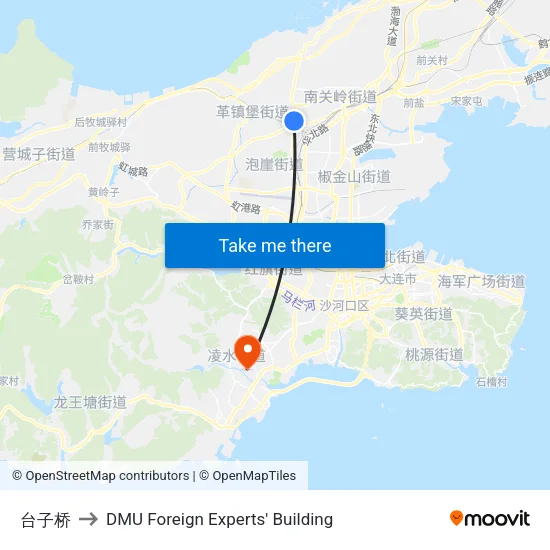 台子桥 to DMU Foreign Experts' Building map
