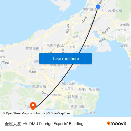 金座大厦 to DMU Foreign Experts' Building map