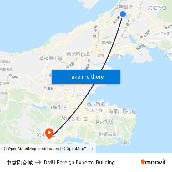 中益陶瓷城 to DMU Foreign Experts' Building map
