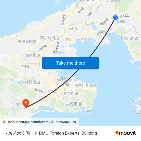 729艺术空间 to DMU Foreign Experts' Building map