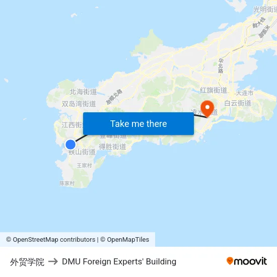 外贸学院 to DMU Foreign Experts' Building map