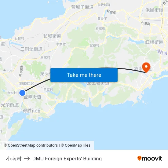 小南村 to DMU Foreign Experts' Building map