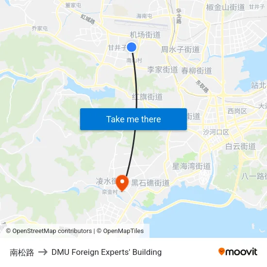 南松路 to DMU Foreign Experts' Building map