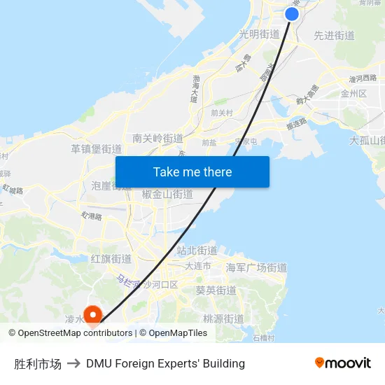 胜利市场 to DMU Foreign Experts' Building map