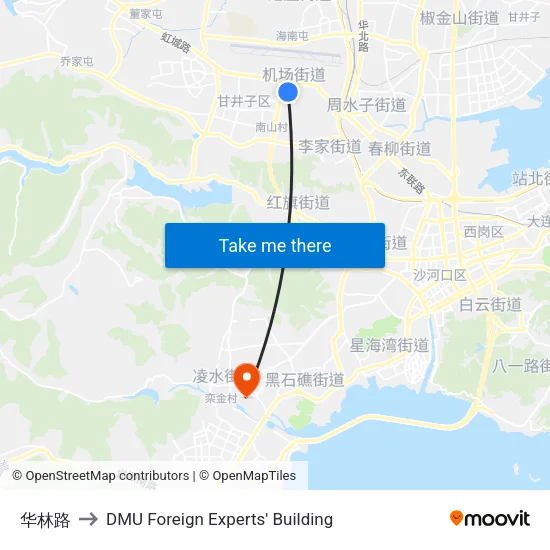 华林路 to DMU Foreign Experts' Building map