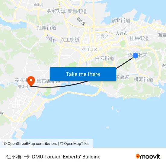 仁平街 to DMU Foreign Experts' Building map