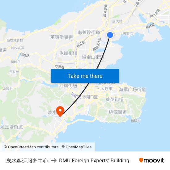 泉水客运服务中心 to DMU Foreign Experts' Building map
