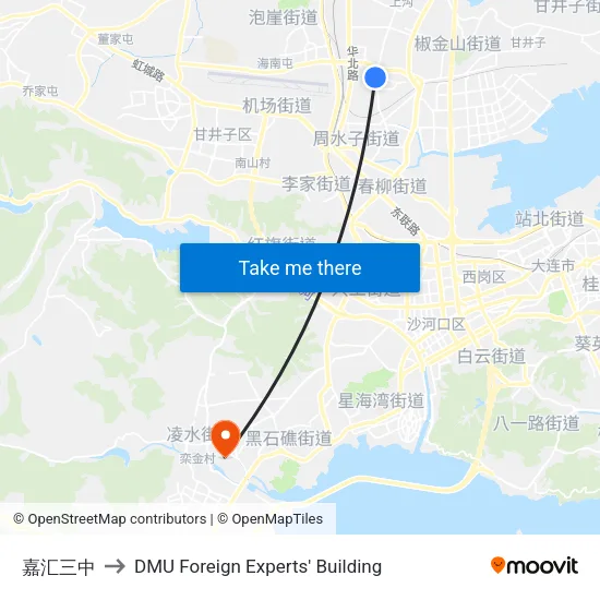 嘉汇三中 to DMU Foreign Experts' Building map