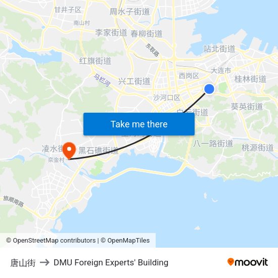 唐山街 to DMU Foreign Experts' Building map