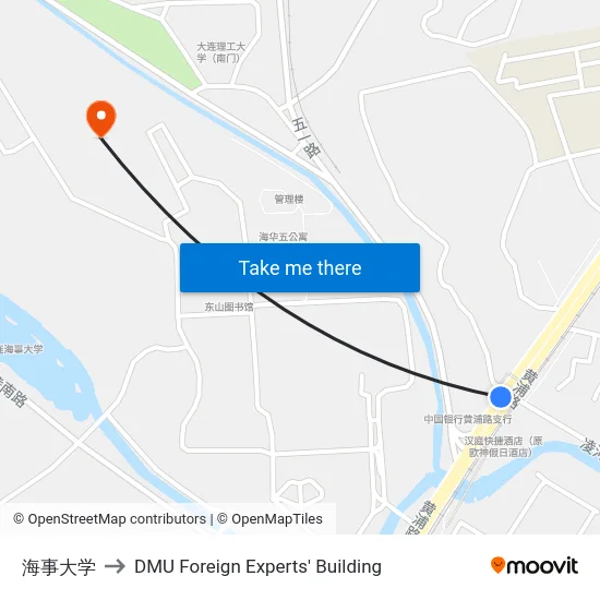 海事大学 to DMU Foreign Experts' Building map