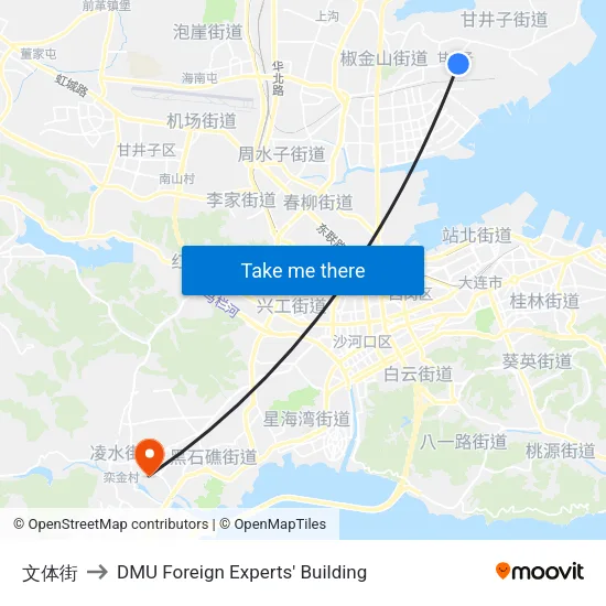 文体街 to DMU Foreign Experts' Building map