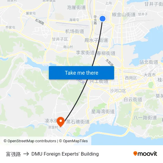 富强路 to DMU Foreign Experts' Building map