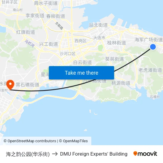 海之韵公园(华乐街) to DMU Foreign Experts' Building map