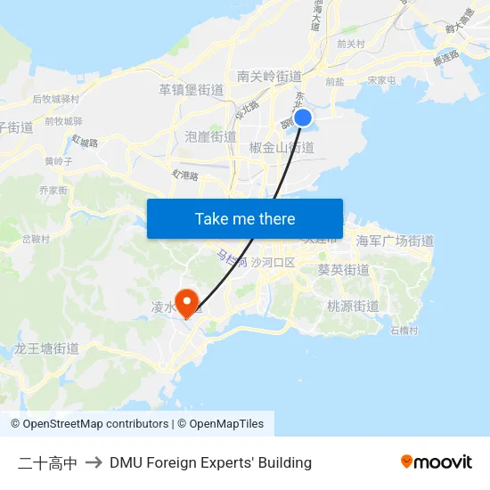 二十高中 to DMU Foreign Experts' Building map