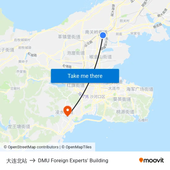 大连北站 to DMU Foreign Experts' Building map