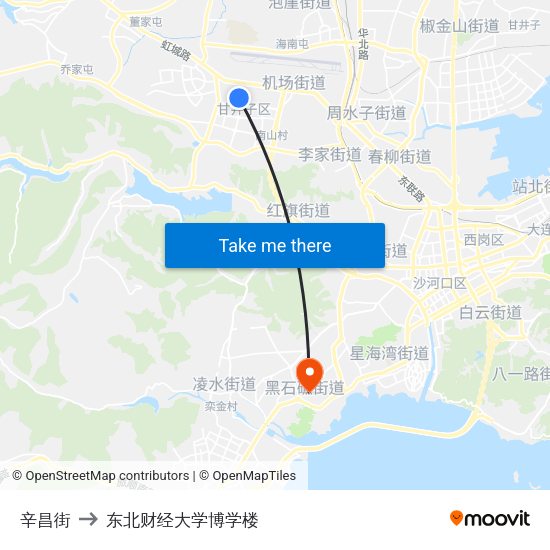 辛昌街 to 东北财经大学博学楼 map