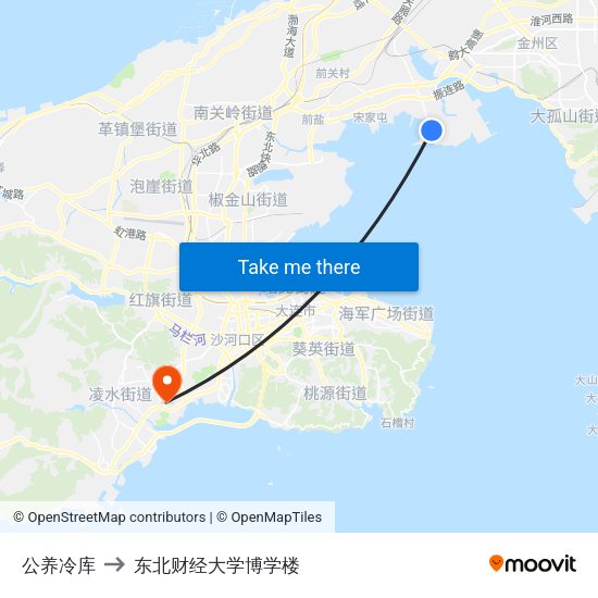 公养冷库 to 东北财经大学博学楼 map