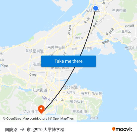 国防路 to 东北财经大学博学楼 map