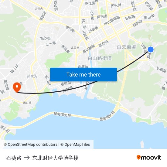 石葵路 to 东北财经大学博学楼 map