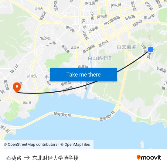 石葵路 to 东北财经大学博学楼 map