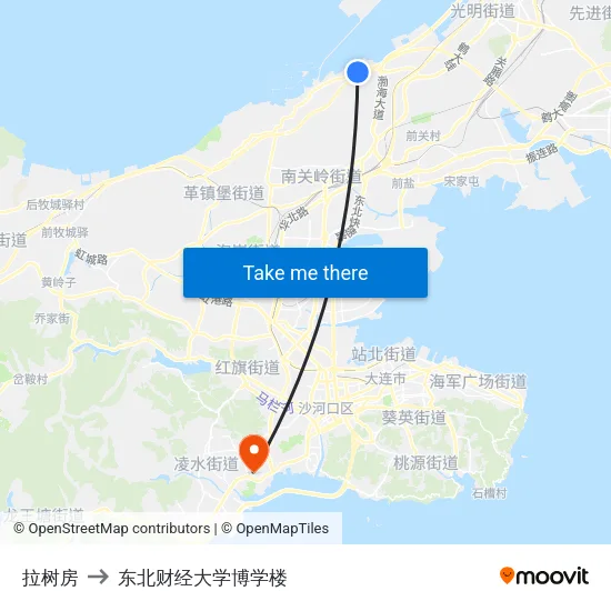拉树房 to 东北财经大学博学楼 map