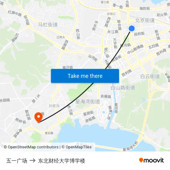 五一广场 to 东北财经大学博学楼 map